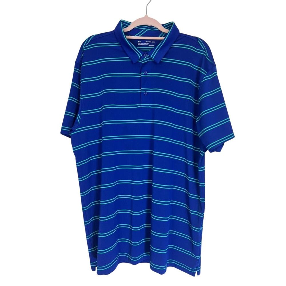 Under Armour Blue Striped Short Sleeve Polo